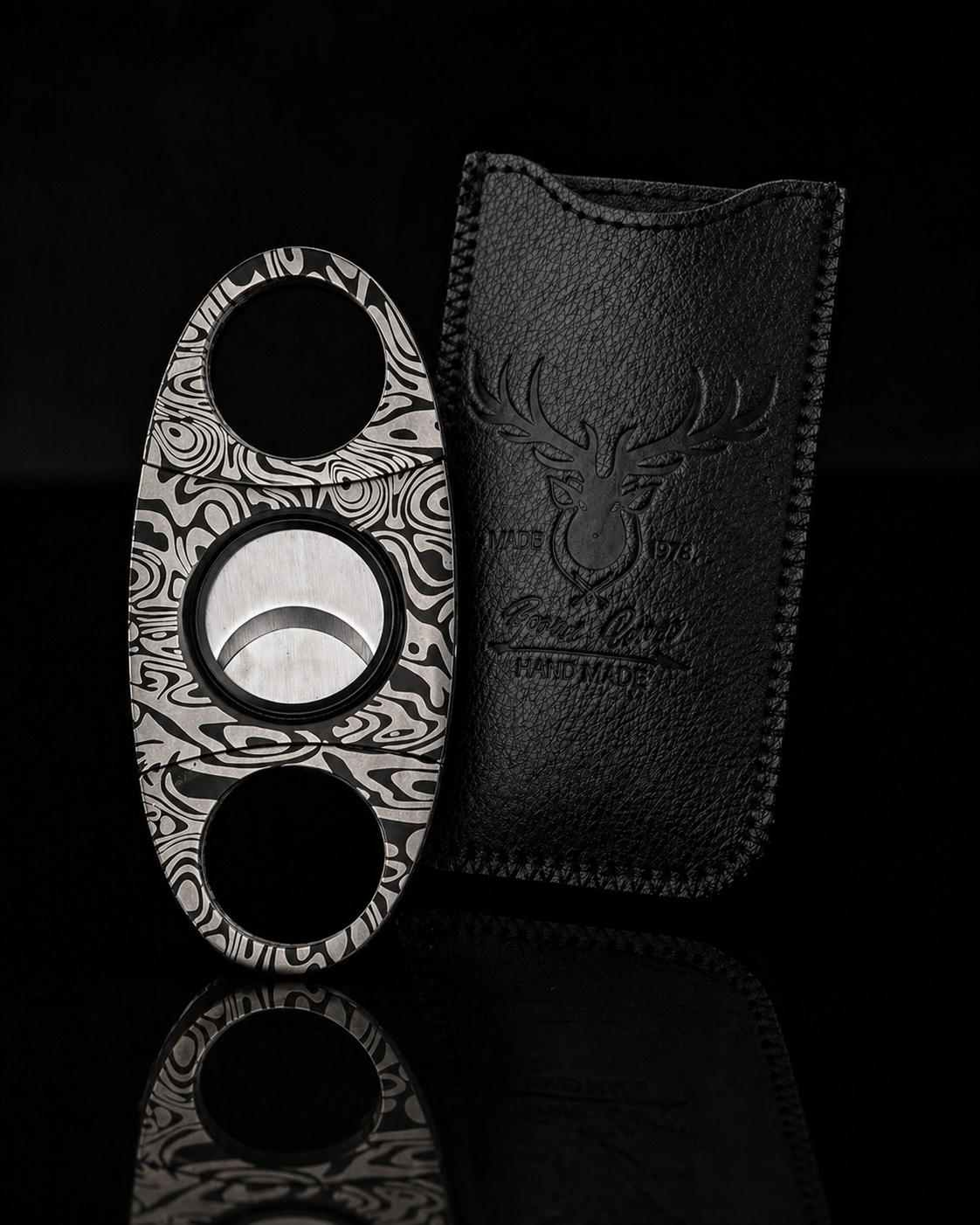 Midnight Damascus Cigar Cutter